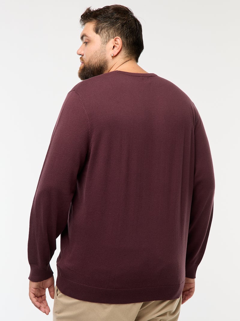 Camisola de malha lisa com gola redonda Violeta - Kiabi
