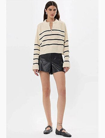 Camisola de malha listrada com fecho hiccup