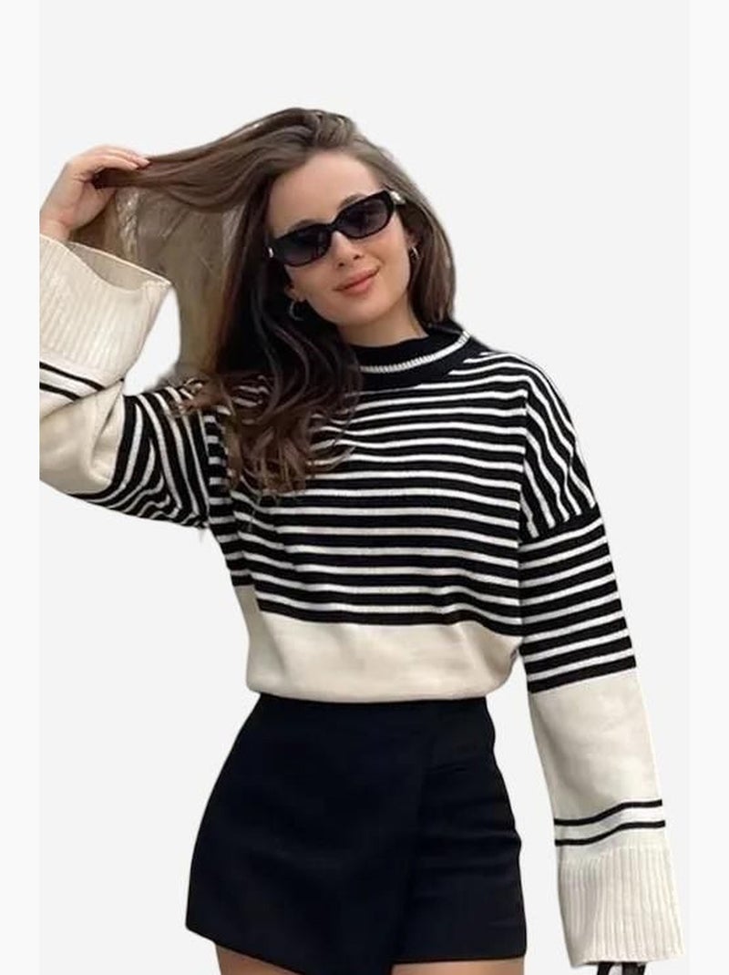 Camisola de malha listrada lucci Preto - Kiabi