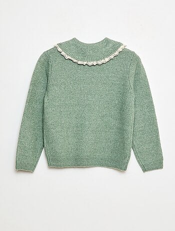 Camisola de malha suave com gola Claudine