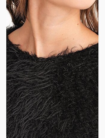 Camisola de malha macia com textura e efeito peluche mixray