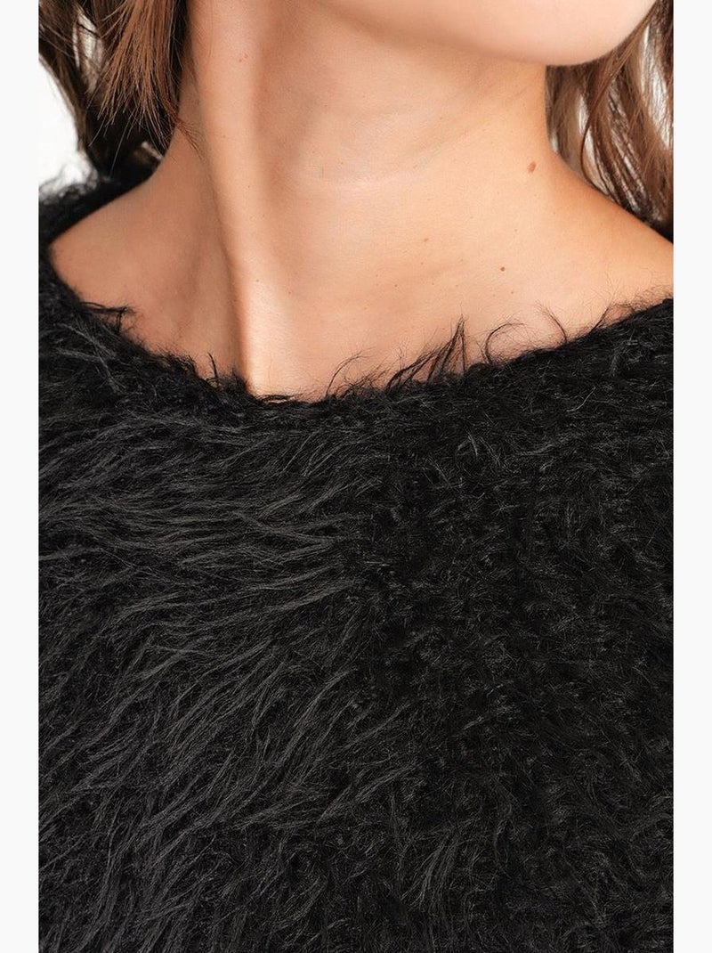 Camisola de malha macia com textura e efeito peluche mixray Preto - Kiabi