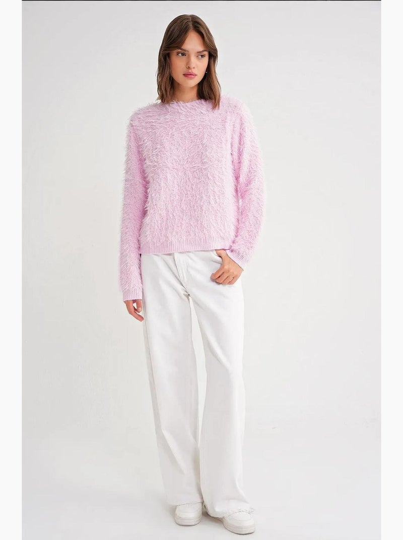 Camisola de malha macia com textura e efeito peluche mixray Rosa-pálido - Kiabi