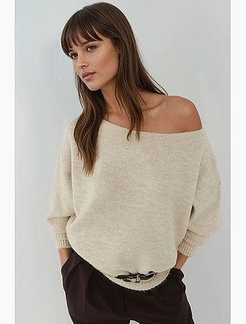 Camisola de malha macia texturada com ombros descobertos hiccup
