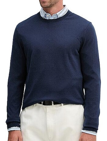 Camisola de malha masculina tommy hilfiger azul-marinho