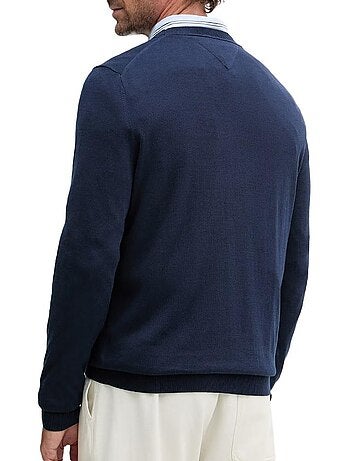 Camisola de malha masculina tommy hilfiger azul-marinho