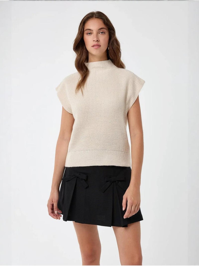 Camisola de malha meia gola alta Bege natural - Kiabi