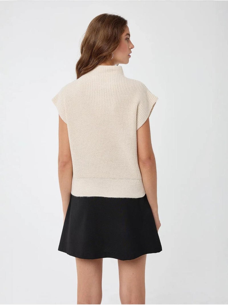 Camisola de malha meia gola alta Bege natural - Kiabi