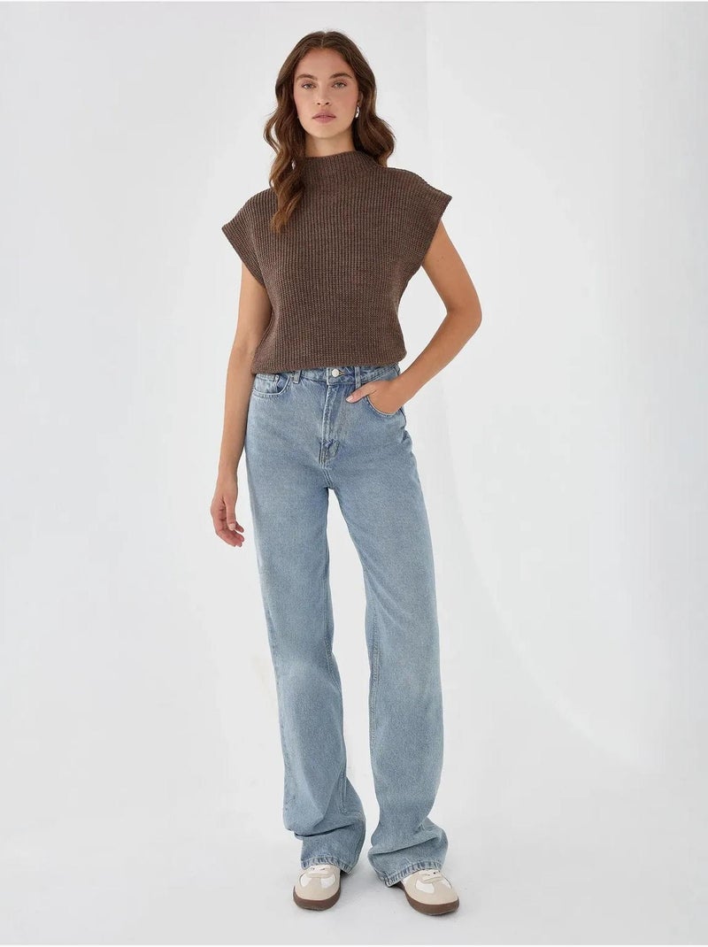 Camisola de malha meia gola alta hiccup Castanho - Kiabi