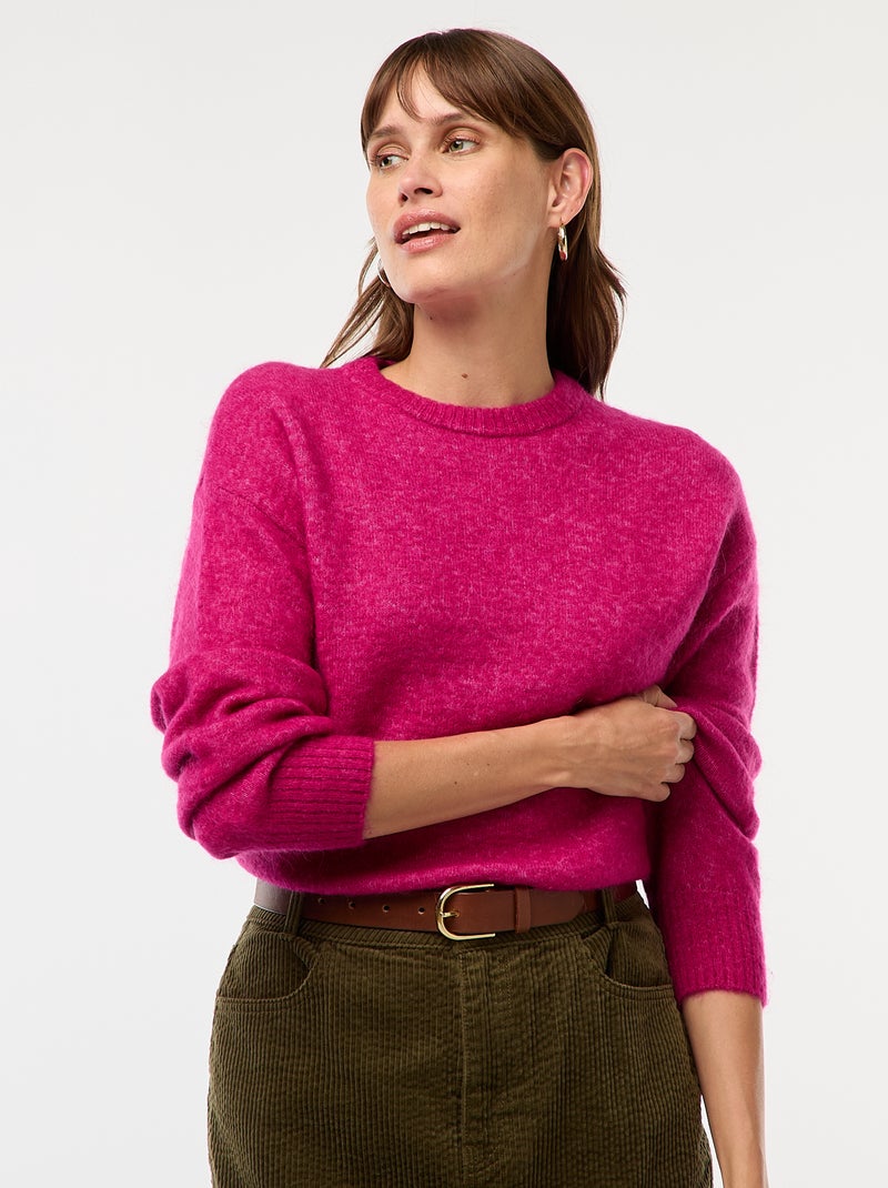 Camisola de Malha Mesclada Colorida Rosa - Kiabi