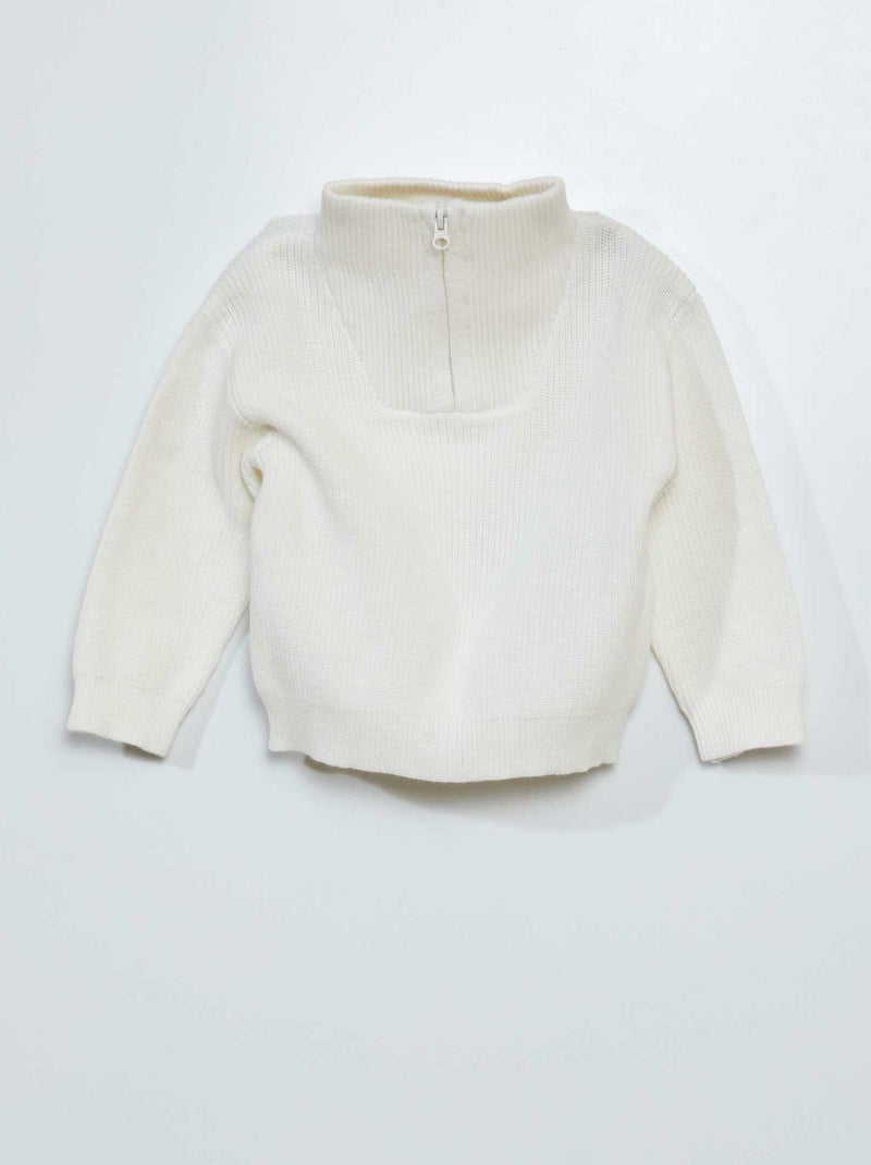 Camisola de malha nacarada de gola subida Branco - Kiabi