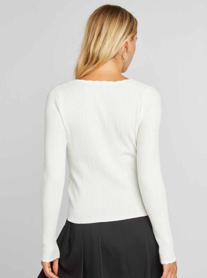 Camisola de malha nervurada Branco - Kiabi