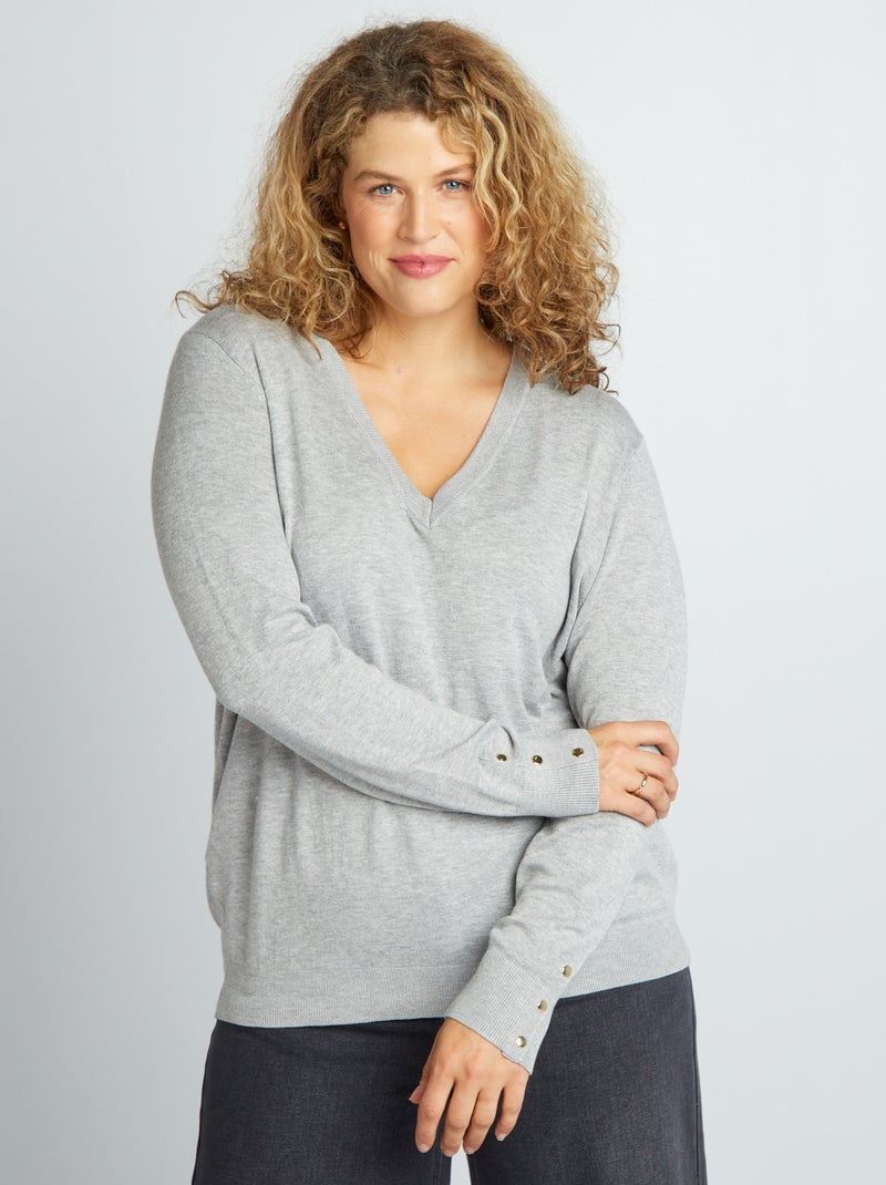Camisola de malha nervurada CINZA - Kiabi