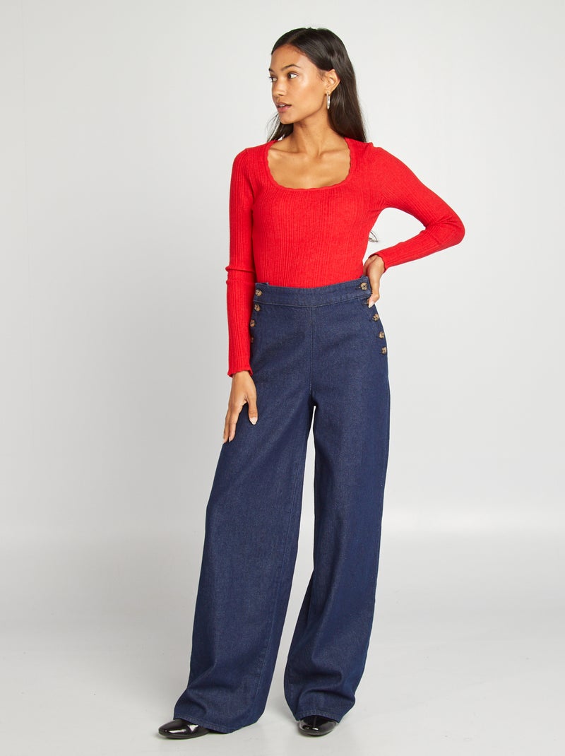 Camisola de malha nervurada VERMELHO - Kiabi