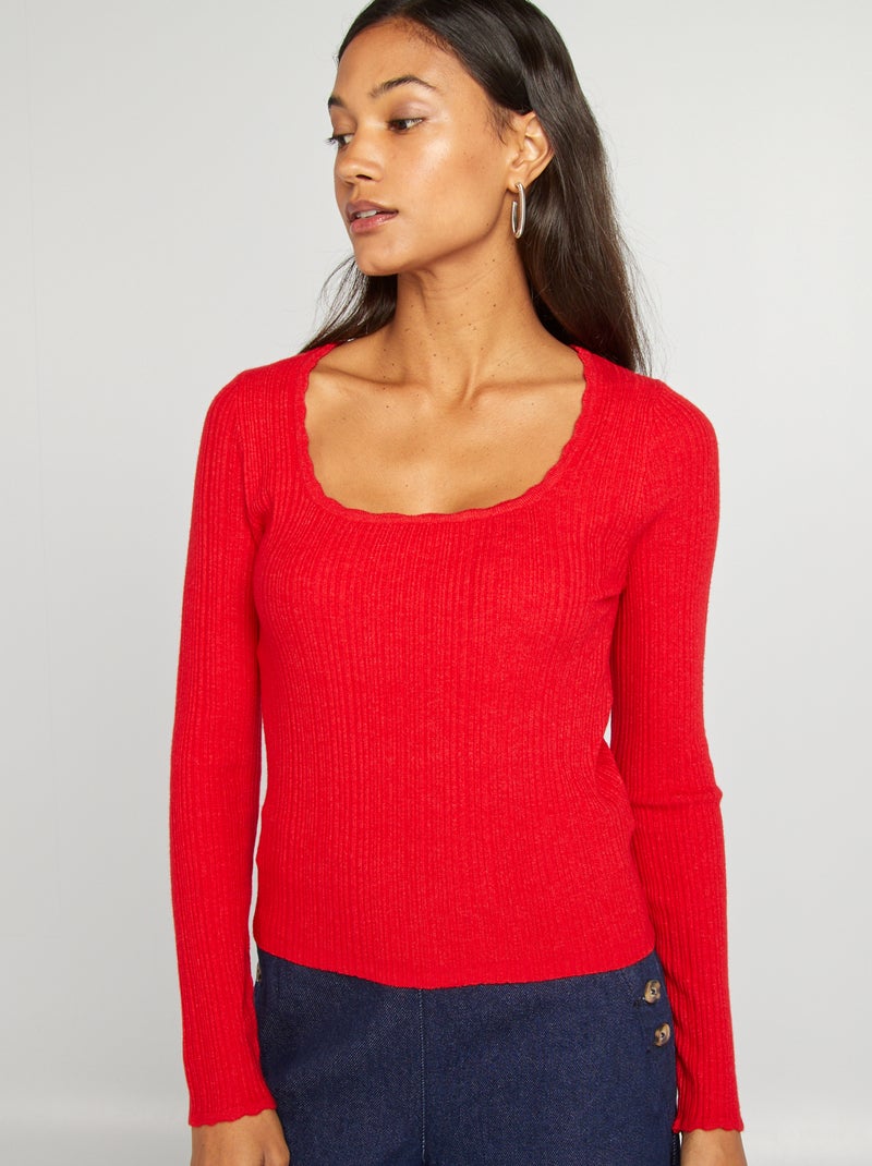 Camisola de malha nervurada VERMELHO - Kiabi
