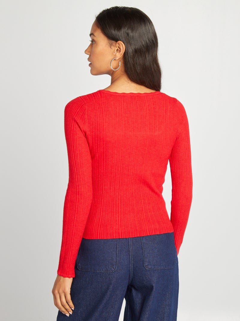 Camisola de malha nervurada VERMELHO - Kiabi