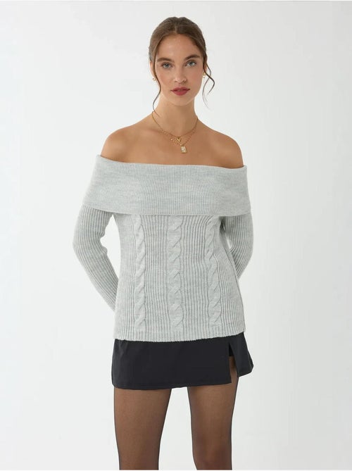 Camisola de malha ombro a ombro - Kiabi Camisola de malha ombro a ombro - Kiabi