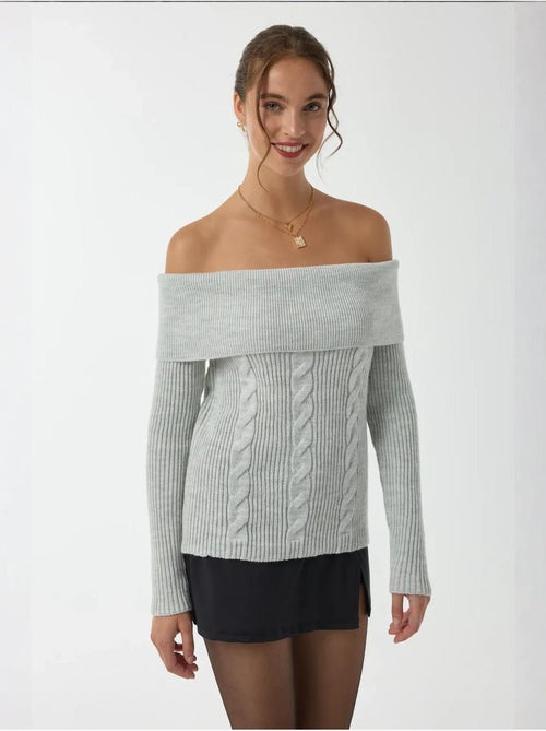 Camisola de malha ombro a ombro - Kiabi Camisola de malha ombro a ombro - Kiabi