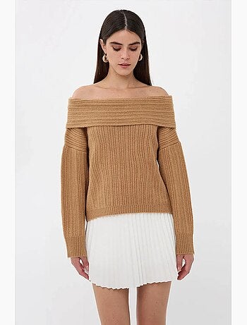Camisola de malha ombro a ombro