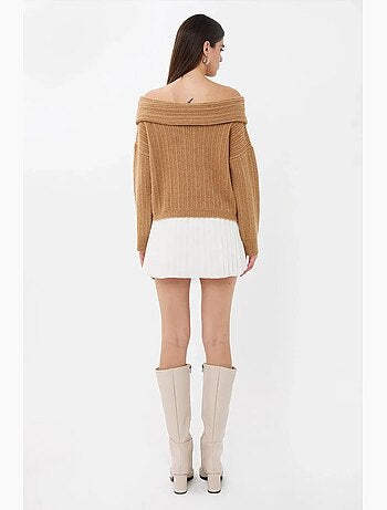 Camisola de malha ombro a ombro