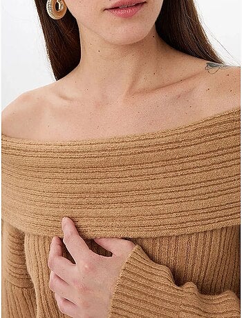 Camisola de malha ombro a ombro