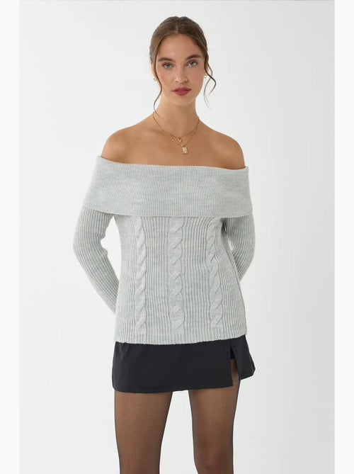 Camisola de malha ombro a ombro hiccup - Kiabi Camisola de malha ombro a ombro hiccup - Kiabi