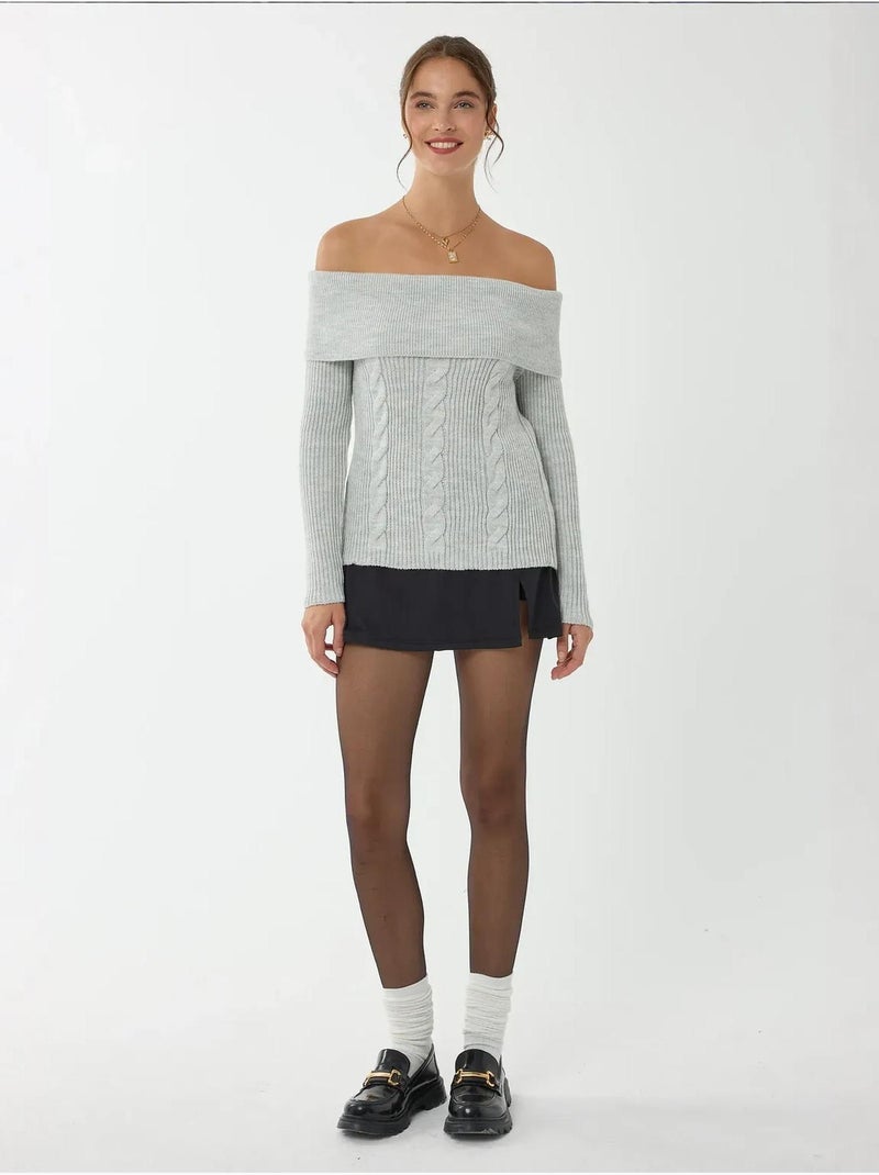 Camisola de malha ombro a ombro hiccup Bege natural - Kiabi