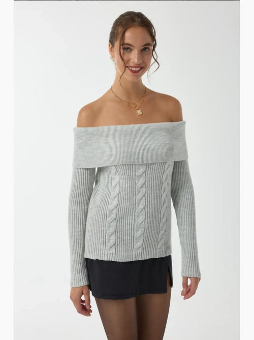Camisola de malha ombro a ombro hiccup - Kiabi Camisola de malha ombro a ombro hiccup - Kiabi