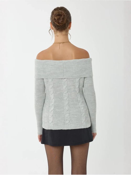 Camisola de malha ombro a ombro hiccup - Kiabi Camisola de malha ombro a ombro hiccup - Kiabi