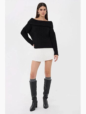 Camisola de malha ombro a ombro