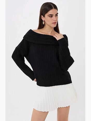 Camisola de malha ombro a ombro