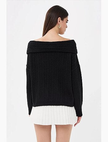 Camisola de malha ombro a ombro