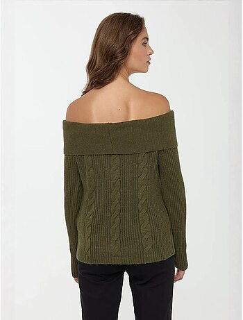 Camisola de malha ombro a ombro