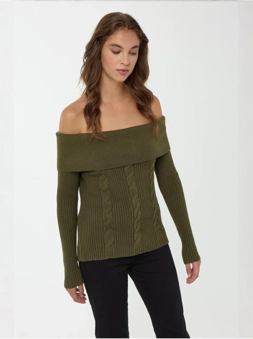 Camisola de malha ombro a ombro - Kiabi Camisola de malha ombro a ombro - Kiabi