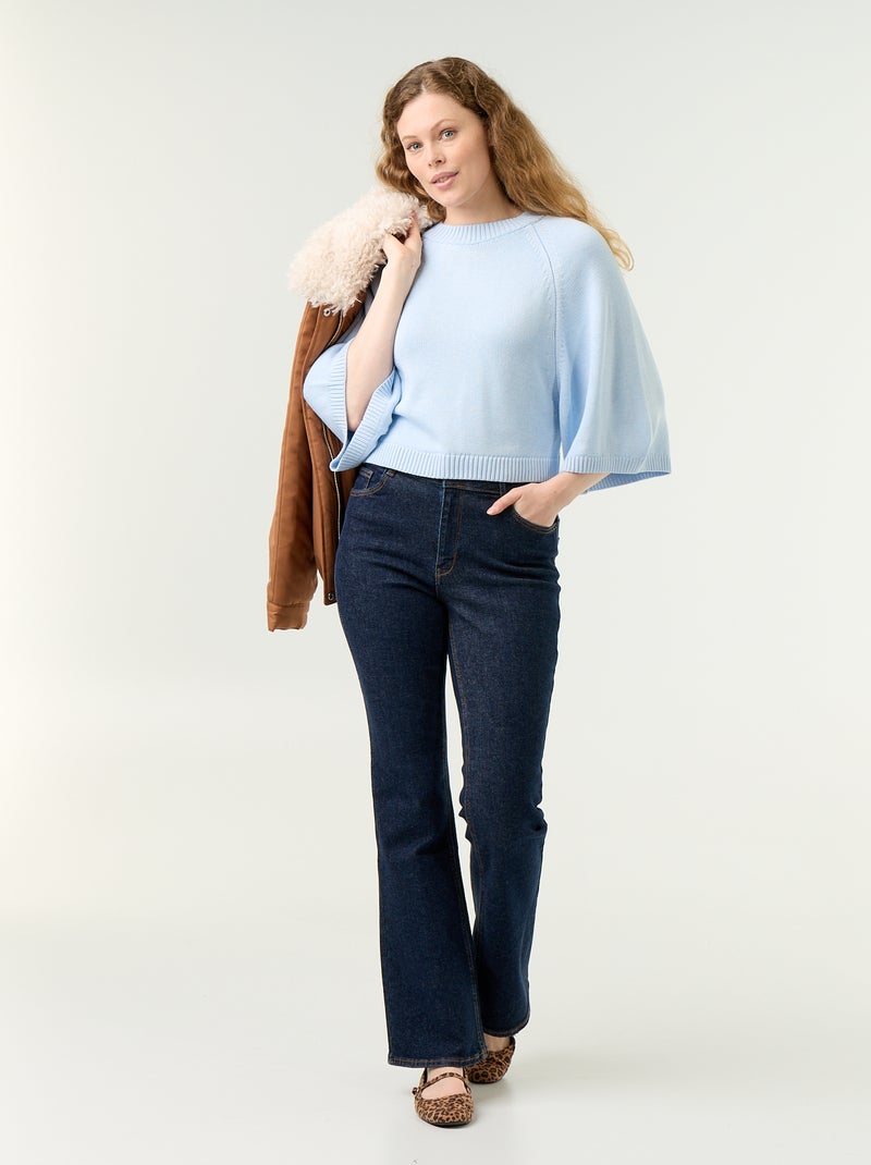 Camisola de malha oversize com cavas descaídas Azul - Kiabi
