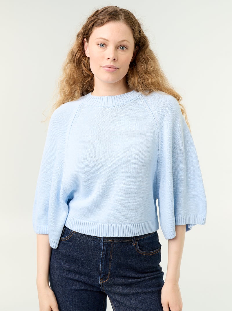 Camisola de malha oversize com cavas descaídas Azul - Kiabi