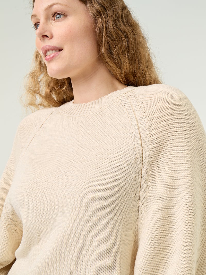 Camisola de malha oversize com cavas descaídas Branco - Kiabi
