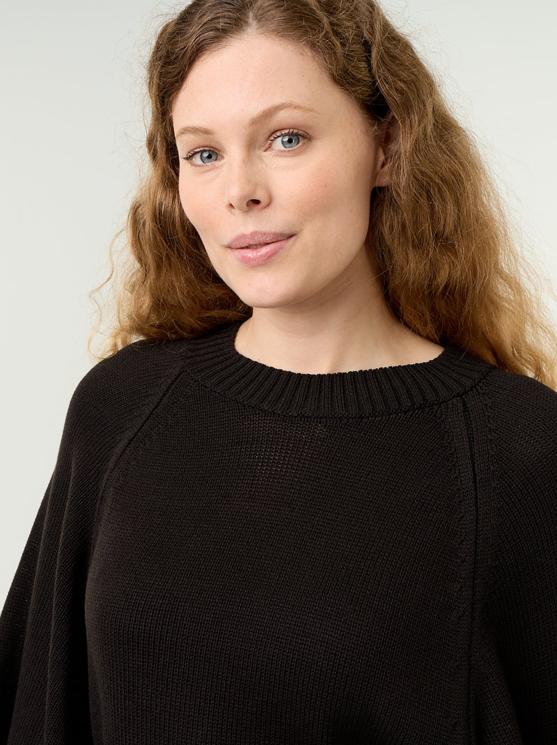 Camisola de malha oversize com cavas descaídas Preto - Kiabi