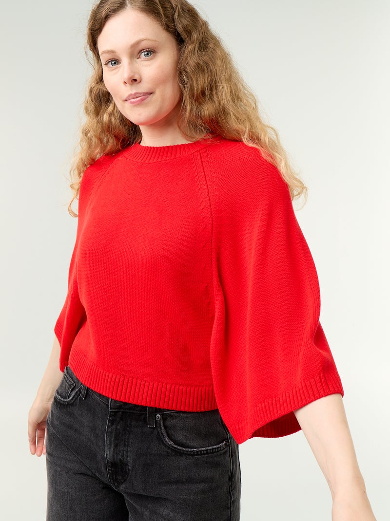 Camisola de malha oversize com cavas descaídas Vermelho - Kiabi