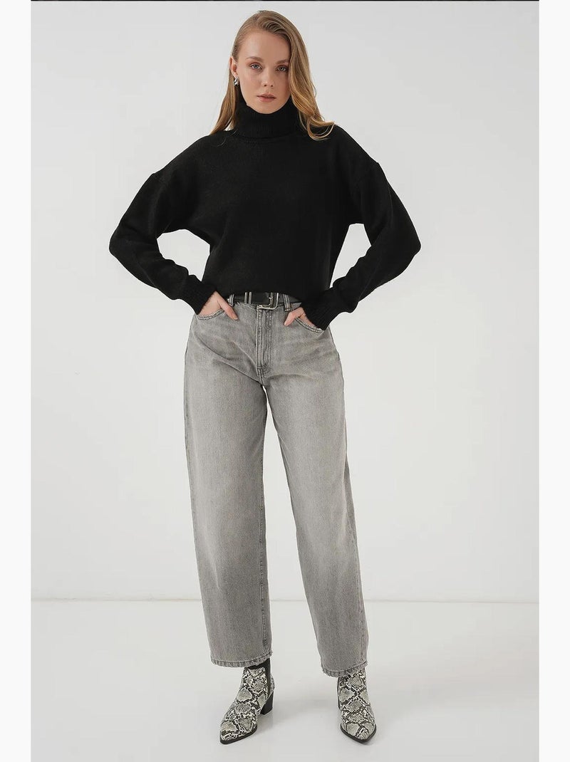 Camisola de malha oversize com gola alta bdart Preto - Kiabi