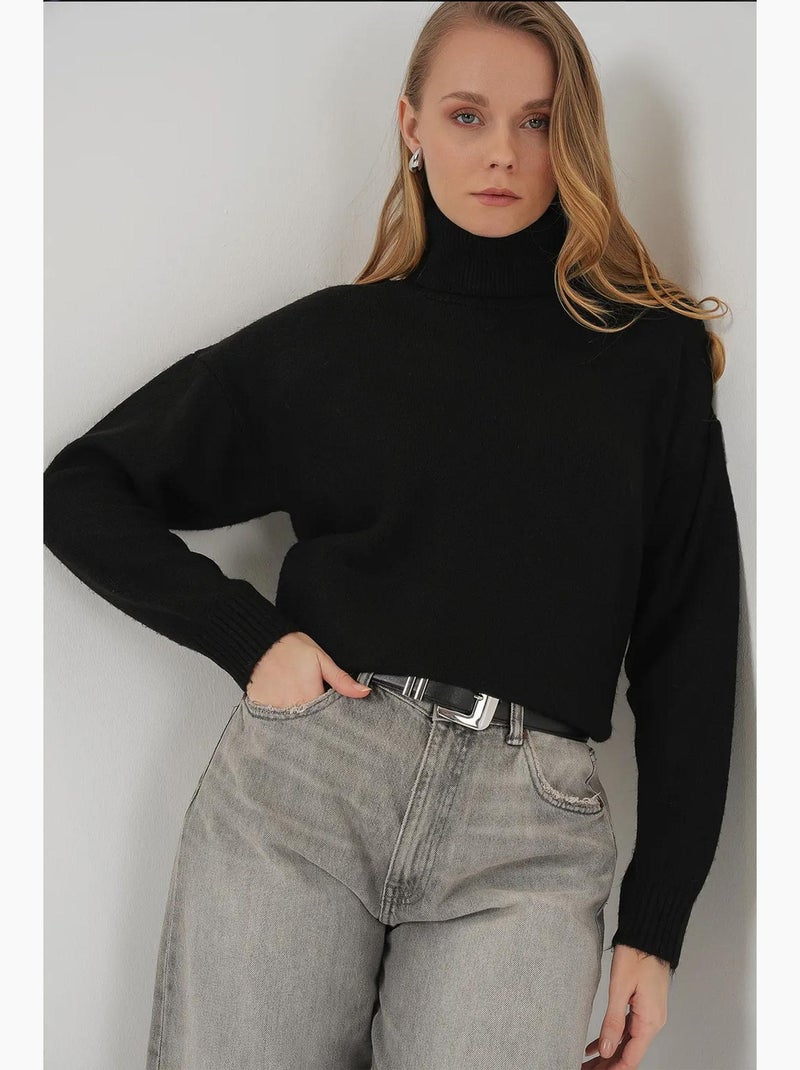 Camisola de malha oversize com gola alta bdart Preto - Kiabi