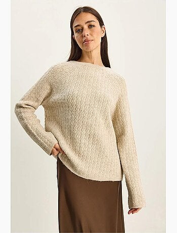 Camisola de malha oversize grossa com decote redondo lucci