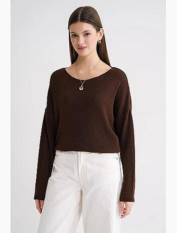 Camisola de malha oversized com decote barco mixray
