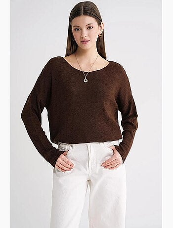 Camisola de malha oversized com decote barco mixray