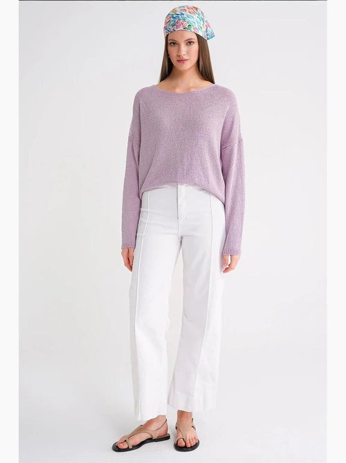 Camisola de malha oversized com decote barco mixray - Kiabi Camisola de malha oversized com decote barco mixray - Kiabi
