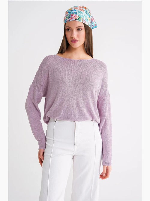 Camisola de malha oversized com decote barco mixray - Kiabi Camisola de malha oversized com decote barco mixray - Kiabi