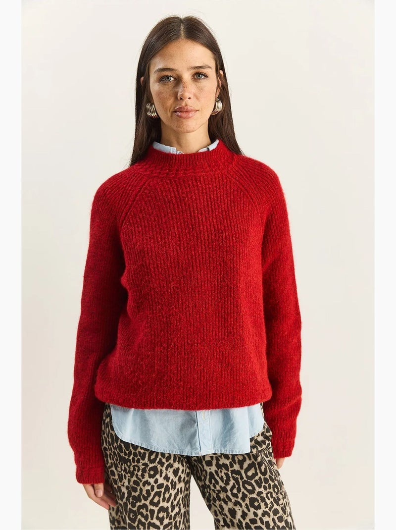 Camisola de malha oversized com decote redondo lucci Vermelho - Kiabi