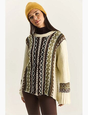 Camisola de malha oversized com estampado étnico lucci