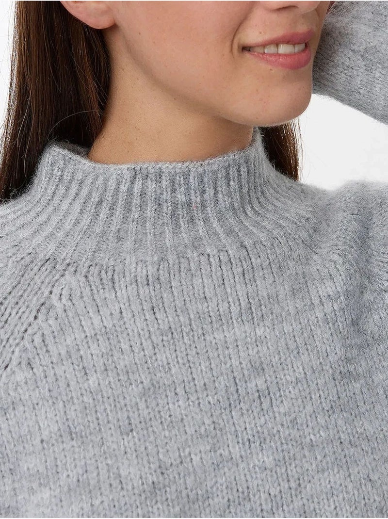 Camisola de malha oversized com gola alta Cinza - Kiabi