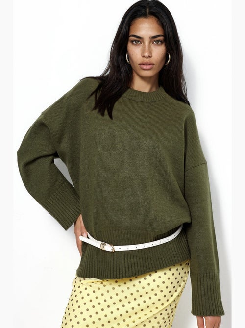 Camisola de malha oversized com gola redonda hiccup - Kiabi